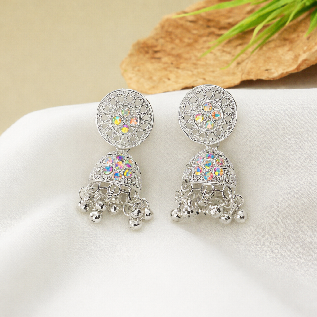 Oxidized Silver Jhumka Earrings