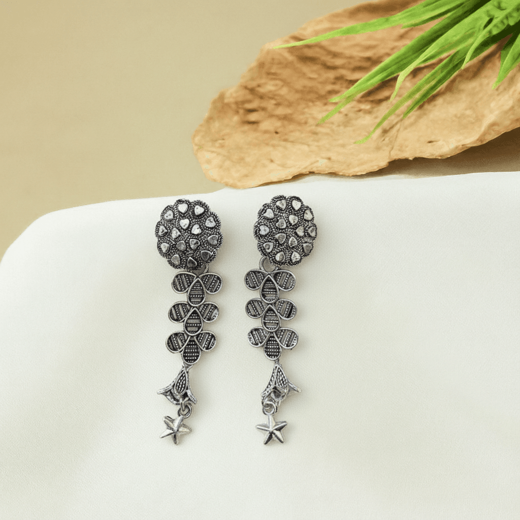 Oxidized silver jhumka earrings