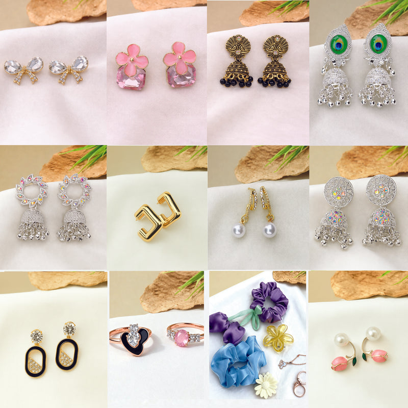Special Gift Combo – 10 Trendy Jhumkas + Hair Accessories + 2 Scrunchies  + 2 FREE Gifts