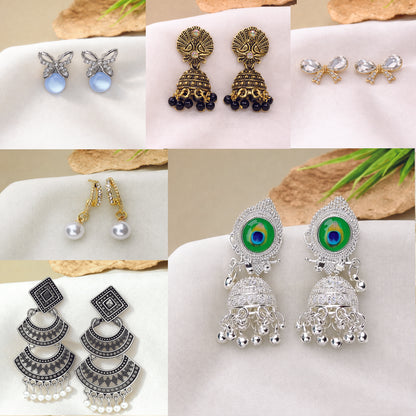 Everyday to Party Look Combo  6 Jhumke | 2 Rings | 2 Hair Catchers | 1 Free Gift