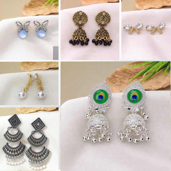 6 Premium Earrings & 2 Elegant Rings ✨ 🎁 Bonus: 2 FREE Surprise Gifts 🎁