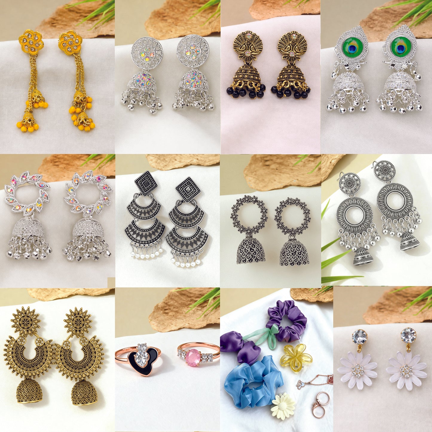 Viral Combo 10 Jumkas + 2 Rings + 2 scrunchies + 2 hair Catchers WITH  2 Free GIFT 🎁🎁